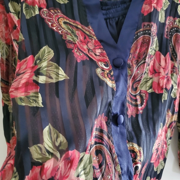 90s Vintage Gold Label Victoria's Secret Satin Floral Pajama Pants & Top… - Picture 5 of 9